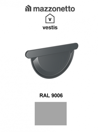- Jgheaburi si burlane din aluminiu prevopsit - Capac jgheab semicircular Ø150, Aluminiu Mazzonetto Vestis, RAL 9006