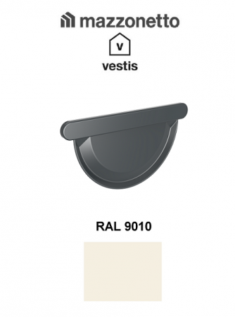 - Jgheaburi si burlane din aluminiu prevopsit - Capac jgheab semicircular Ø150, Aluminiu Mazzonetto Vestis, RAL 9010
