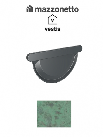 - Jgheaburi si burlane din aluminiu prevopsit - Capac jgheab semicircular Ø150, Aluminiu Mazzonetto Vestis, RAL Copper green