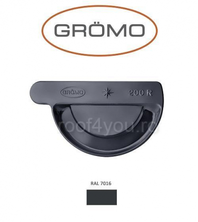 - Jgheaburi si burlane din aluminiu prevopsit - Capac jgheab semicircular dreapta Ø150, Aluminiu GROMO, RAL 7016
