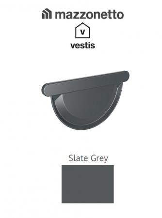 - Jgheaburi si burlane din aluminiu prevopsit - Capac jgheab semicircular Ø150, Aluminiu Mazzonetto Vestis, RAL  SLATE GREY