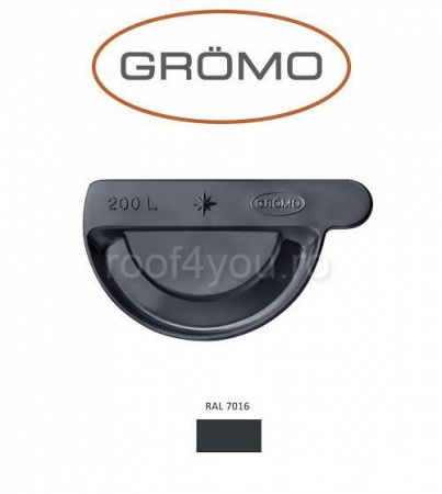 - Jgheaburi si burlane din aluminiu prevopsit - Capac jgheab semicircular stanga Ø150, Aluminiu GROMO, RAL 7016