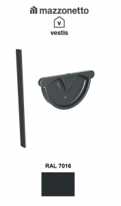 - Jgheaburi si burlane din aluminiu prevopsit - Capac semicircular cu garnitura jgheab Ø125, Burlan Ø80, Aluminiu Mazzonetto Vestis, RAL 7016
