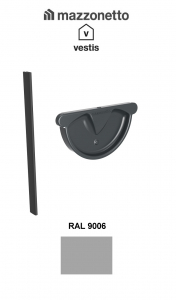 - Jgheaburi si burlane din aluminiu prevopsit - Capac semicircular cu garnitura jgheab Ø125, Burlan Ø80, Aluminiu Mazzonetto Vestis, RAL 9006