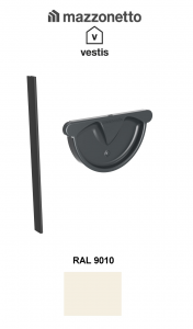 - Jgheaburi si burlane din aluminiu prevopsit - Capac semicircular cu garnitura jgheab Ø125, Burlan Ø80, Aluminiu Mazzonetto Vestis, RAL 9010