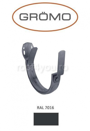 - Jgheaburi si burlane din aluminiu prevopsit - Carlig de pazie pentru jgheab semicircular Ø150, Aluminiu GROMO, RAL 7016