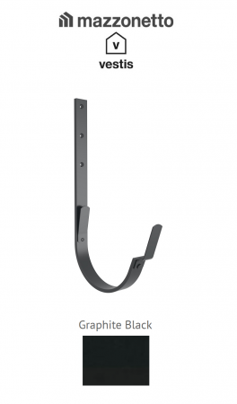 Aluminiu prevopsit - Carlig lung pentru jgheab semicircular Ø150, Aluminiu Mazzonetto Vestis, RAL GRAPHITE BLACK
