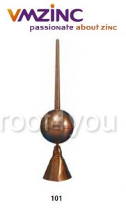 Pinacle - Terminal standard VMZINC, inaltime totala 400 mm, lungime baza 141 mm, inaltime baza 140 mm, Model 101