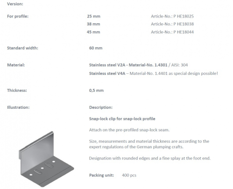 Cleme fixe si mobile - Clema inox de 25mm pentru profil vertical de 25mm