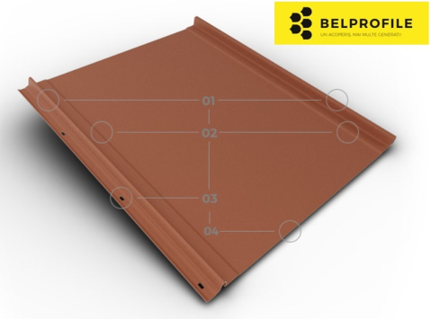 - Tabla click din otel prevopsit - Click Flat, RAL 8004, finisaj SandShape, 0.5 mm