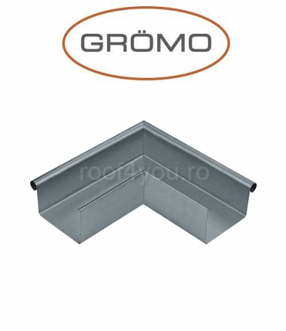 - Jgheaburi si burlane din aluminiu prevopsit - Coltar exterior rectangular jgheab 333mm, Aluminiu GROMO, RAL 7005