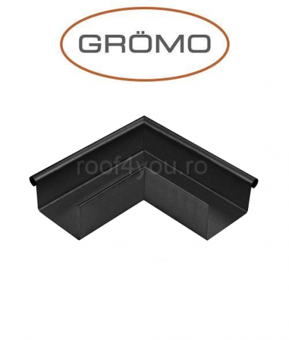 - Jgheaburi si burlane din aluminiu prevopsit - Coltar exterior rectangular jgheab 333mm, Aluminiu GROMO, RAL 9005