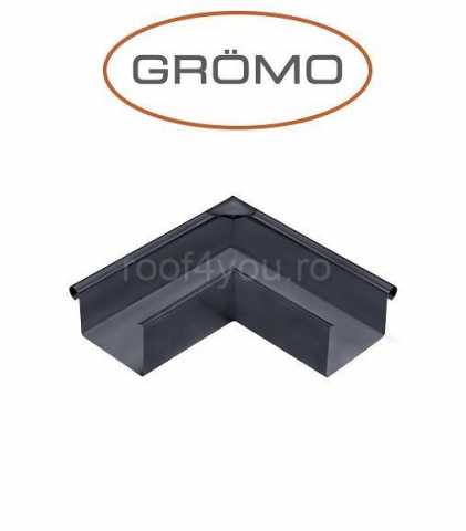 - Jgheaburi si burlane din aluminiu prevopsit - Coltar exterior rectangular jgheab 400mm, Aluminiu GROMO, RAL 7016