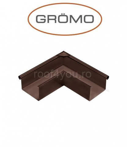 - Jgheaburi si burlane din aluminiu prevopsit - Coltar exterior rectangular jgheab 400mm, Aluminiu GROMO, RAL Testa Di Moro