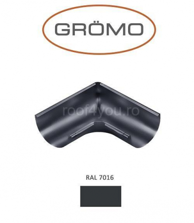 - Jgheaburi si burlane din aluminiu prevopsit - Coltar interior semicircular jgheab Ø150, Aluminiu GROMO, RAL 7016