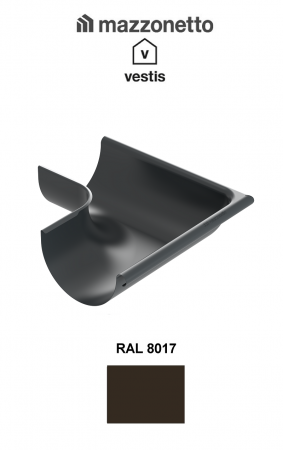 - Jgheaburi si burlane din aluminiu prevopsit - Coltar exterior semicircular jgheab Ø150, Burlan Ø100, Aluminiu Mazzonetto Vestis, RAL 8017