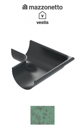 Coltar exterior semicircular jgheab Ø150, Burlan Ø100, Aluminiu Mazzonetto Vestis, RAL Copper Green [1]