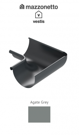 - Jgheaburi si burlane din aluminiu prevopsit - Coltar exterior semicircular jgheab Ø125, Aluminiu Mazzonetto Vestis, RAL AGATE GREY