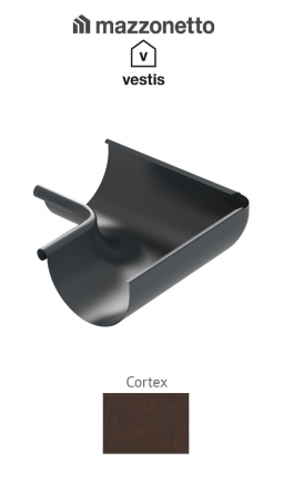 - Jgheaburi si burlane din aluminiu prevopsit - Coltar exterior semicircular jgheab Ø125, Aluminiu Mazzonetto Vestis, RAL CORTEX