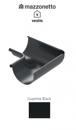 - Jgheaburi si burlane din aluminiu prevopsit - Coltar exterior semicircular jgheab Ø150, Aluminiu Mazzonetto Vestis, RAL GRAPHITE BLACK