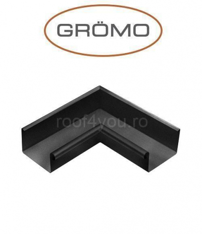 - Jgheaburi si burlane din aluminiu prevopsit - Coltar interior rectangular jgheab 400mm, Aluminiu GROMO, RAL 9005