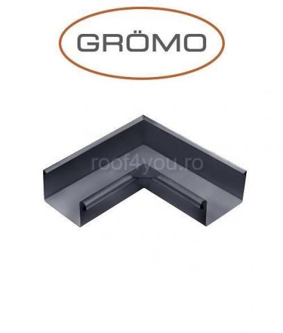- Jgheaburi si burlane din aluminiu prevopsit - Coltar interior rectangular jgheab 400mm, Aluminiu GROMO, RAL 7016