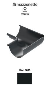 - Sisteme invelitori si fatade - Coltar interior semicircular jgheab Ø125, Burlan Ø80, Aluminiu Mazzonetto Vestis, RAL 9005