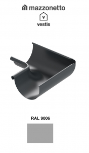 - Jgheaburi si burlane din aluminiu prevopsit - Coltar interior semicircular jgheab Ø125, Burlan Ø80, Aluminiu Mazzonetto Vestis, RAL 9006