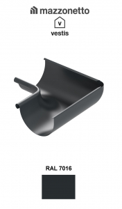 - Jgheaburi si burlane din aluminiu prevopsit - Coltar interior semicircular jgheab Ø150, Aluminiu Mazzonetto Vestis, RAL 7016 - 3D
