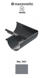 - Jgheaburi si burlane din aluminiu prevopsit - Coltar interior semicircular jgheab Ø150, Aluminiu Mazzonetto Vestis, RAL 7037 - 3D
