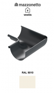 - Jgheaburi si burlane din aluminiu prevopsit - Coltar interior semicircular jgheab Ø125, Burlan Ø80, Aluminiu Mazzonetto Vestis, RAL 9010