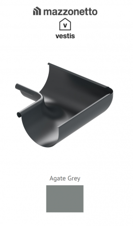 - Jgheaburi si burlane din aluminiu prevopsit - Coltar interior semicircular jgheab Ø150, Aluminiu Mazzonetto Vestis, RAL AGATE GREY