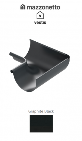 - Jgheaburi si burlane din aluminiu prevopsit - Coltar interior semicircular jgheab Ø150, Aluminiu Mazzonetto Vestis, RAL GRAPHITE BLACK