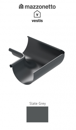 - Jgheaburi si burlane din aluminiu prevopsit - Coltar interior semicircular jgheab Ø150, Aluminiu Mazzonetto Vestis, RAL SLATE GREY