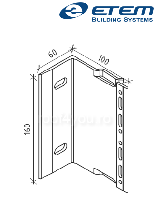 - Structuri fatade ventilate - Consola fixare dubla, L 100x160mm, Etem