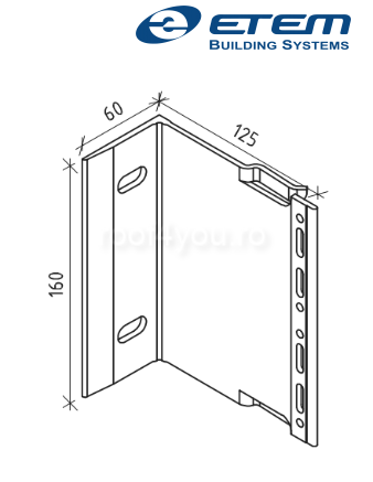 - Structuri fatade ventilate - Consola fixare dubla, L 125x160mm, Etem