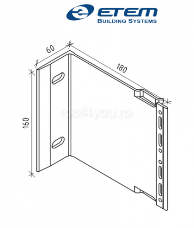 - Structuri fatade ventilate - Consola fixare dubla, L 180x160mm, Etem