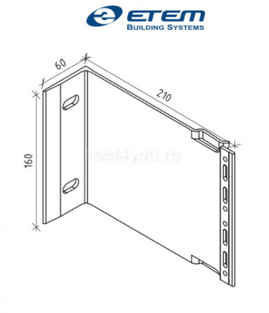 - Structuri fatade ventilate - Consola fixare dubla, L 210x160mm, Etem