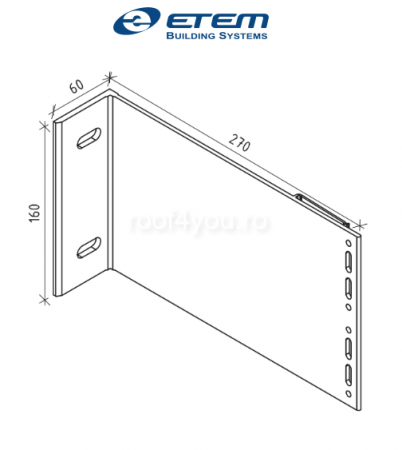 - Structuri fatade ventilate - Consola fixare dubla, L 270x160mm, Etem