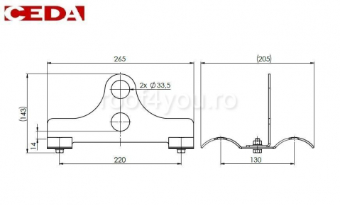 Consola parazapada dubla din otel prevopsit pentru tabla cutata, 130/30 mm, Ral 7016, Ceda [1]