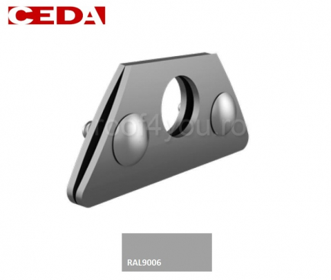 - Aluminiu prevopsit - Consola parazapada simpla din aluminiu pentru tabla faltuita, cu suruburi din otel inoxidabil, Ral 7001, CEDA