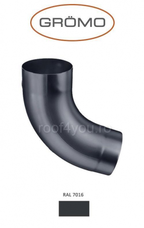 - Jgheaburi si burlane din aluminiu prevopsit - Cot semicircular 72° Ø100, Aluminiu GROMO, RAL 7016