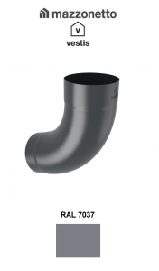 - Jgheaburi si burlane din aluminiu prevopsit - Cot 72° Ø100, Aluminiu Mazzonetto Vestis, RAL 7037 - 3D