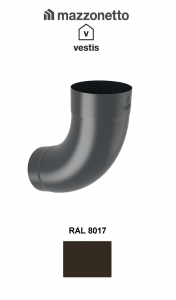 - Jgheaburi si burlane din aluminiu prevopsit - Cot semicircular 72° Ø100, Aluminiu Mazzonetto Vestis, RAL 8017