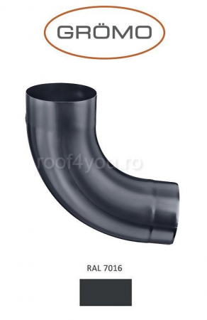 - Jgheaburi si burlane din aluminiu prevopsit - Cot semicircular 85° Ø100, Aluminiu GROMO, RAL 7016