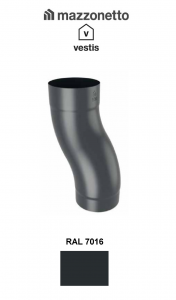 - Jgheaburi si burlane din aluminiu prevopsit - Curba S Ø100, Aluminiu Mazzonetto Vestis, RAL 7016 - 3D