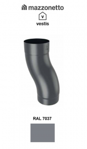 - Jgheaburi si burlane din aluminiu prevopsit - Curba S Ø80, Aluminiu Mazzonetto Vestis, RAL 7037 - 3D