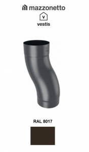 - Jgheaburi si burlane din aluminiu prevopsit - Cot semicircular Curba S Ø80, Aluminiu Mazzonetto Vestis, RAL 8017