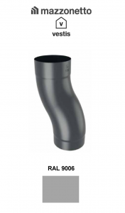 - Jgheaburi si burlane din aluminiu prevopsit - Cot semicircular Curba S Ø80, Aluminiu Mazzonetto Vestis, RAL 9006