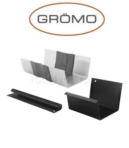 - Jgheaburi si burlane din aluminiu prevopsit - Element de dilatare jgheab rectangular 400mm, Aluminiu GROMO, RAL 9005